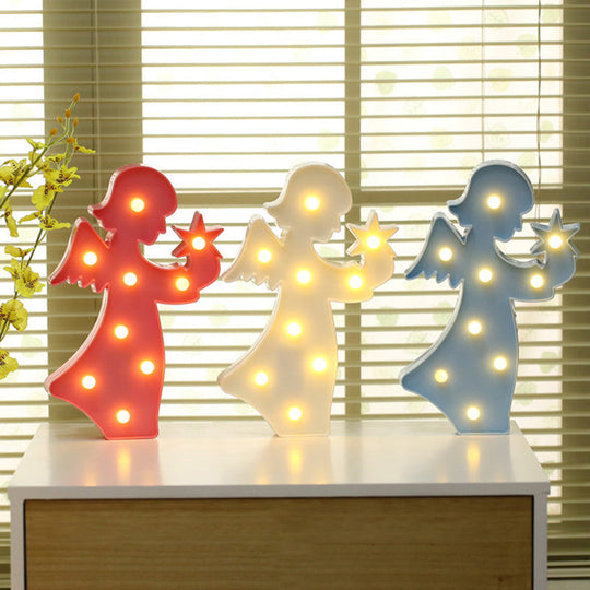 Led Modeling Night Light Girls Room Table Lamp With Hook - Novelty Decor Battery Powered White /