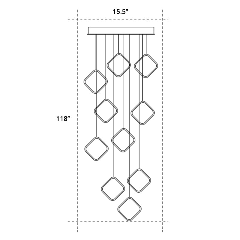 Golden Led Suspension Pendant Light - Sleek Metallic Halo Design For Stairways