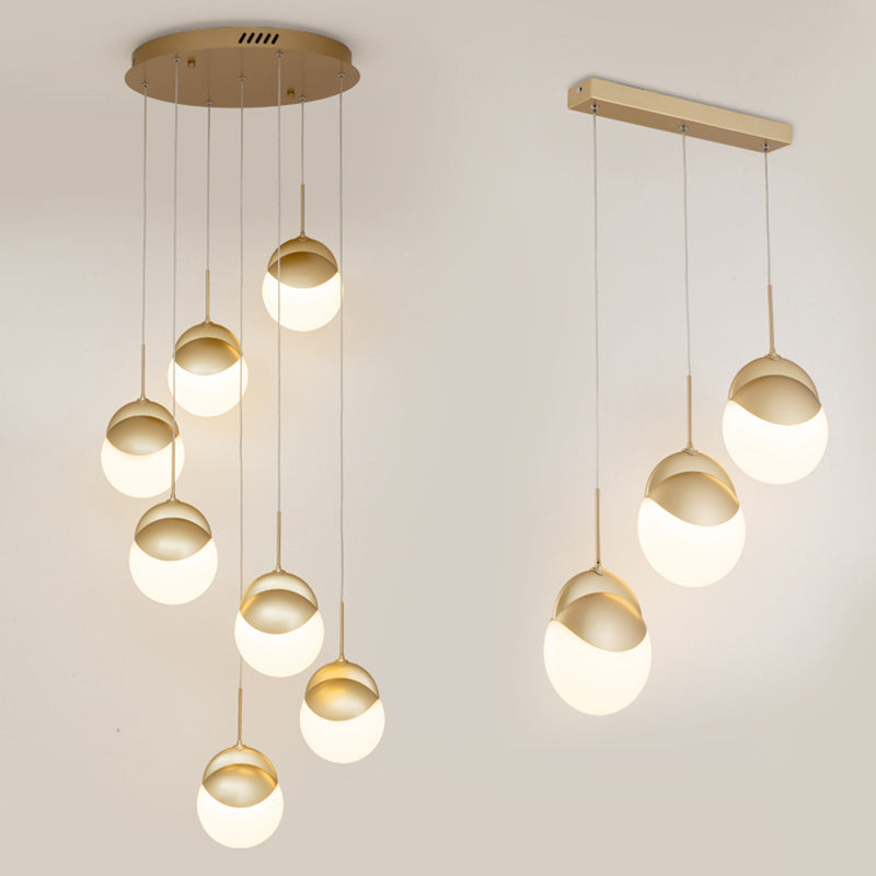 Gold Finish Led Hanging Light For Restaurants - Disc Shaped Acrylic Cluster Pendant Postmodern