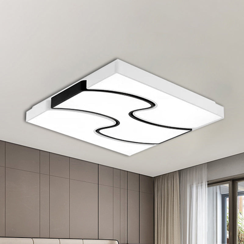 Modernist Style Led Flush Mount Lighting In White - 16.5/27 Width For Living Room