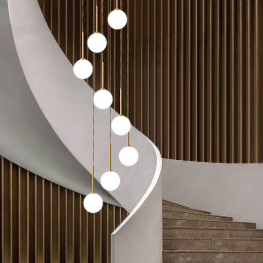 Minimalistic Gold Spiral Cluster Pendant Light For Living Room