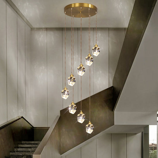 Minimalistic Gold Spiral Cluster Pendant Light For Living Room