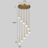 Minimalist Gold Spiral Pendant Light For Living Room Metal Suspension Lamp 10 / Double Glass