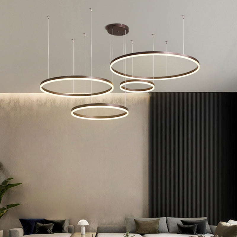 Sleek Aluminum Led Pendant Lamp: Stylish Chandelier For Living Room