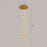 Minimalist Golden Crystal Ball Pendant Light For Stairs - Faceted Cut Ceiling Lamp Cluster 10 / Gold