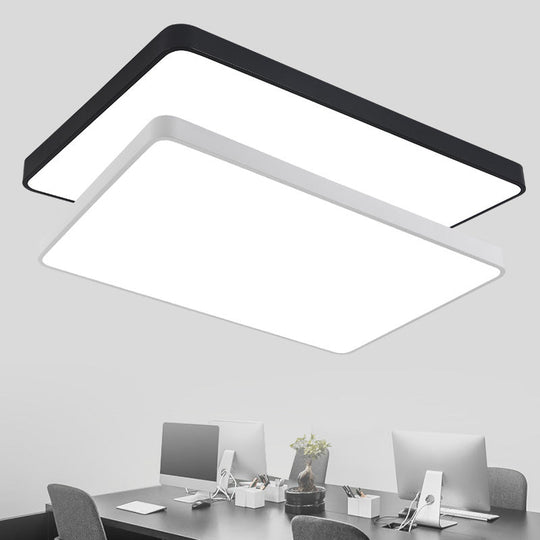 Contemporary Led Geometric Ceiling Light Fixture For Office - Acrylic Flush Mount White / 35.5