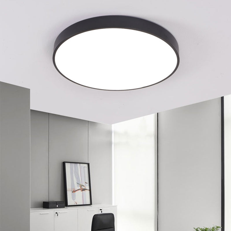 Minimalist Black Led Ceiling Lamp For Meeting Rooms With Acrylic Shade / 16’ White