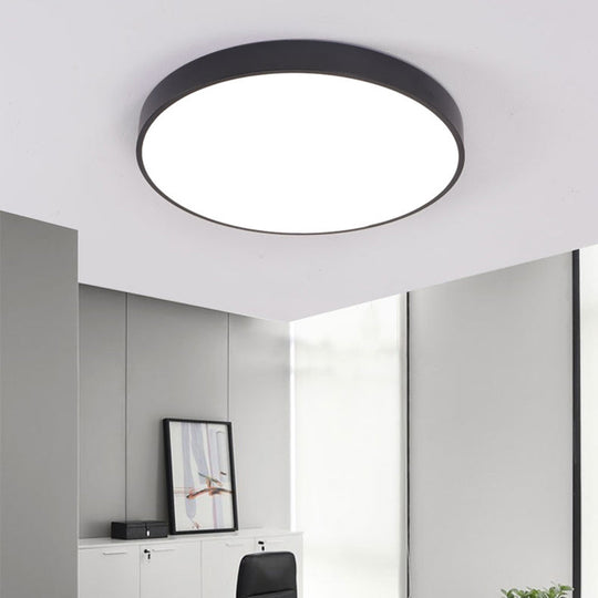Minimalist Black Led Ceiling Lamp For Meeting Rooms With Acrylic Shade / 16’ White