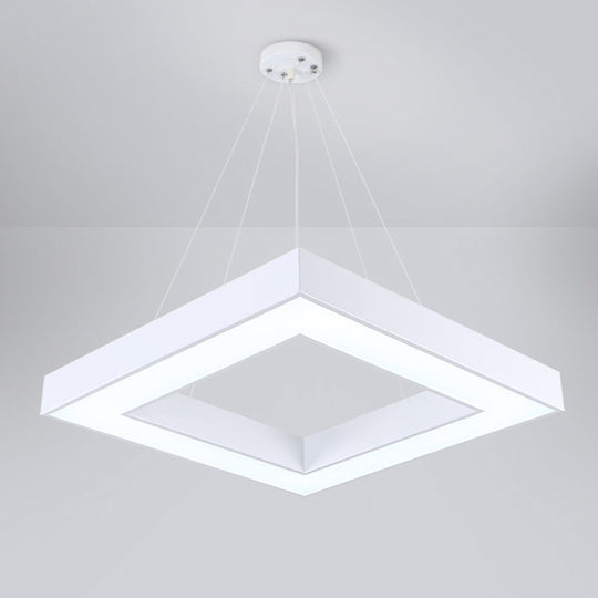 Sleek Led Square Chandelier Ceiling Light With Acrylic Shade For Offices