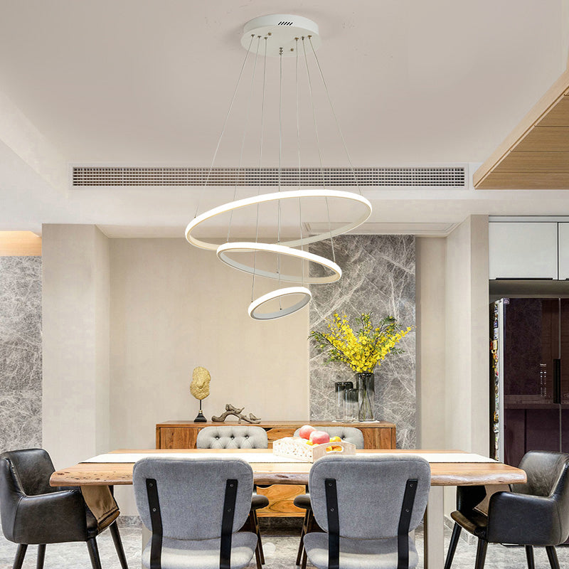 Halo Hanging Acrylic Led Chandelier Pendant Light - Minimalist & Elegant For Restaurants