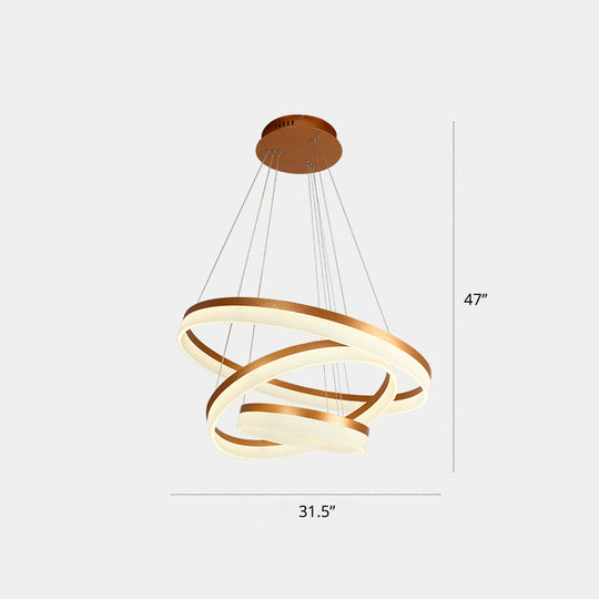 Gold Finish Led Acrylic Loop Ceiling Chandelier - Simple Style & Hanging Light For Dining Room 3 /