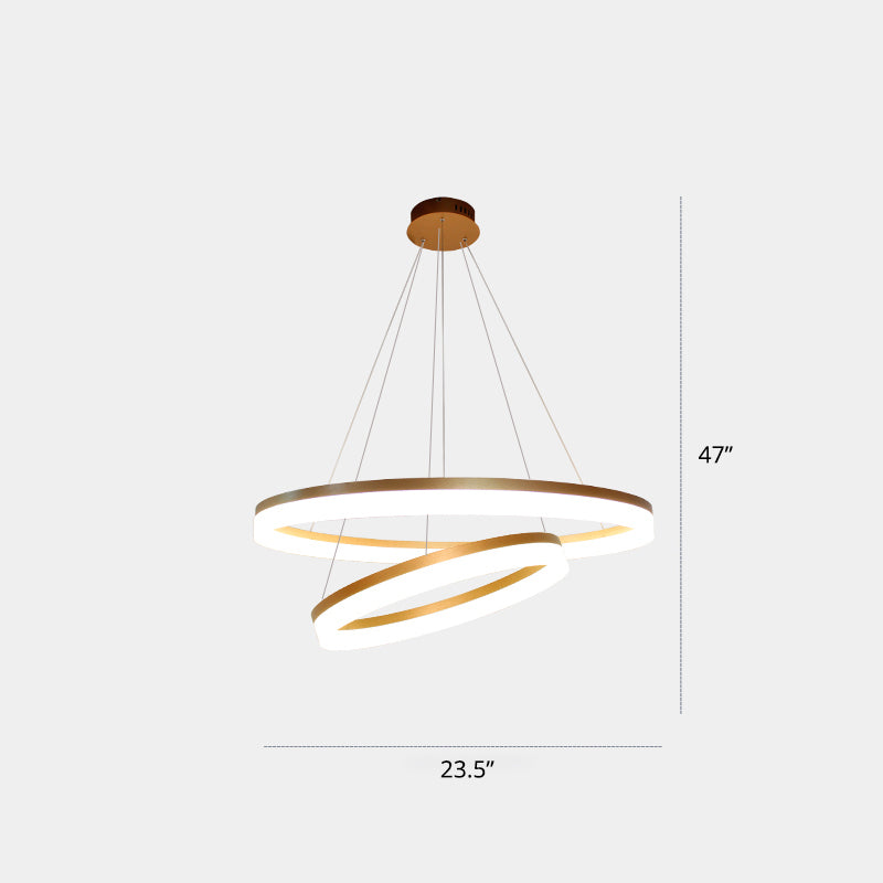 Gold Finish Led Acrylic Loop Ceiling Chandelier - Simple Style & Hanging Light For Dining Room 2 /