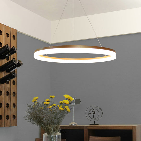 Gold Finish Led Acrylic Loop Ceiling Chandelier - Simple Style & Hanging Light For Dining Room
