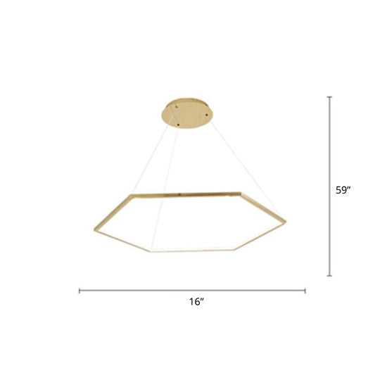 Minimalist Gold Led Chandelier For Living Room - Stainless Steel Hexagon Suspension Lamp 1 /