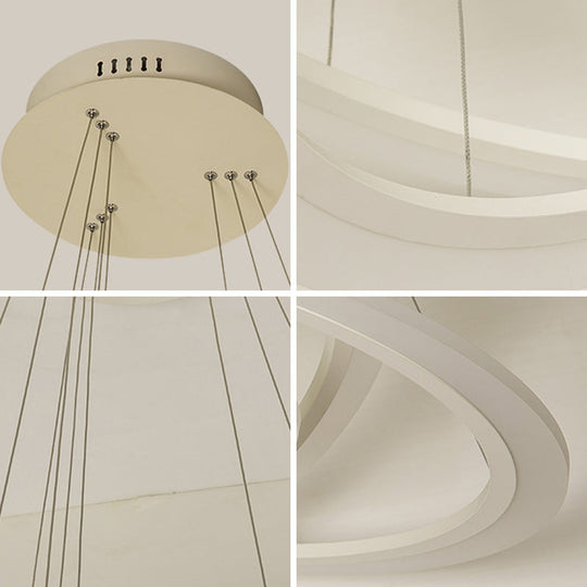 Minimalist Circle Pendant Chandelier: Acrylic Led Hanging Light For Dining Room In White