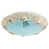 Stained Art Glass Flush Mount Lamp - Kids Style Led Ceiling Light For Bedroom Turquoise / White