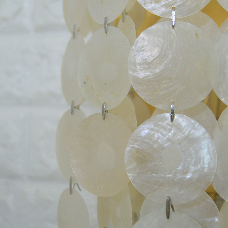 Country Style Gold Shell Wall Lamp With Circle Strands - 1 Head Bedroom Sconce Light