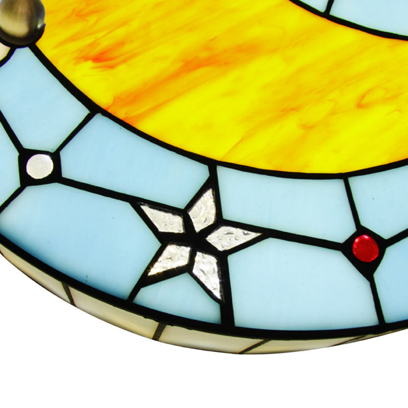 Blue Baroque Glass Ceiling Lamp: Hand - Crafted Round Flush Mount Light For Bedroom