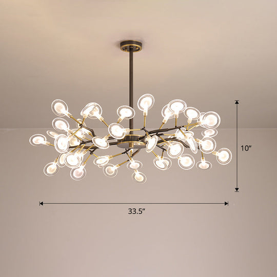 Glowworm Chandelier: Postmodern Acrylic Hanging Light For Dining Room 45 / Black