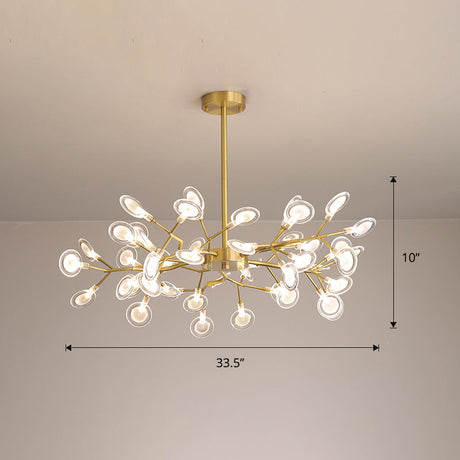 Glowworm Chandelier - Postmodern Acrylic Hanging Light For Dining Room 45 / Brass