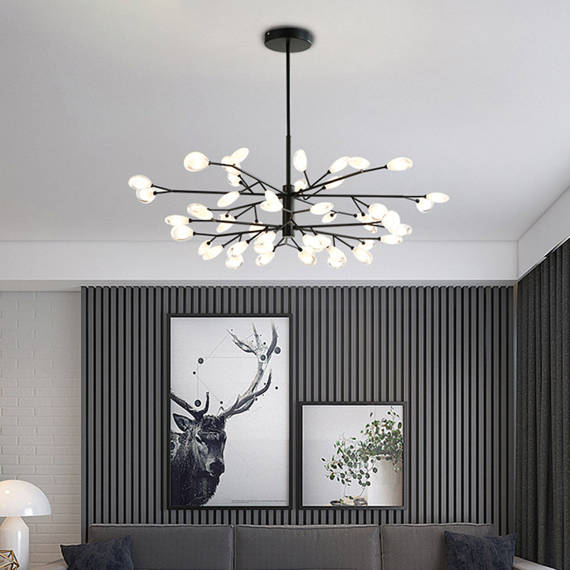 Contemporary Black Metal Chandelier Ceiling Hang Lamp - Perfect For Living Room