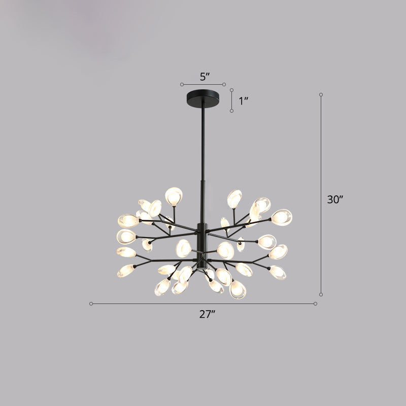 Contemporary Black Metal Chandelier Ceiling Hang Lamp - Perfect For Living Room 32 /