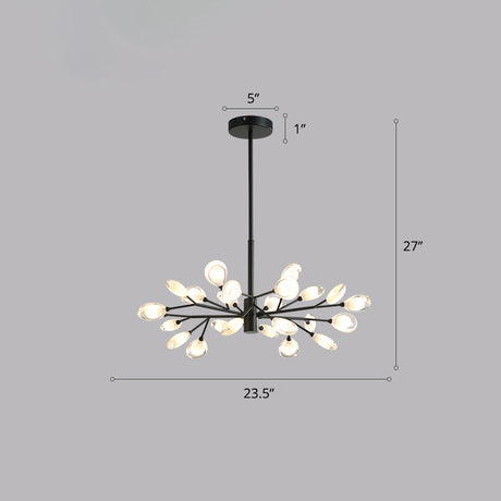 Contemporary Metal Chandelier: Black Tree Branches Ceiling Hang Lamp For Living Room 24 /