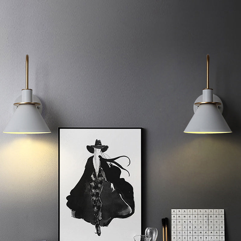 Bugle-Shaped Macaron Wall Light With Metal Shade For Bedroom