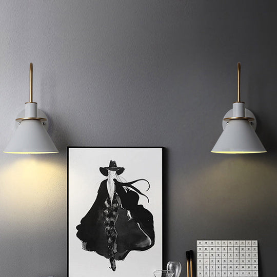 Bugle-Shaped Macaron Wall Light With Metal Shade For Bedroom