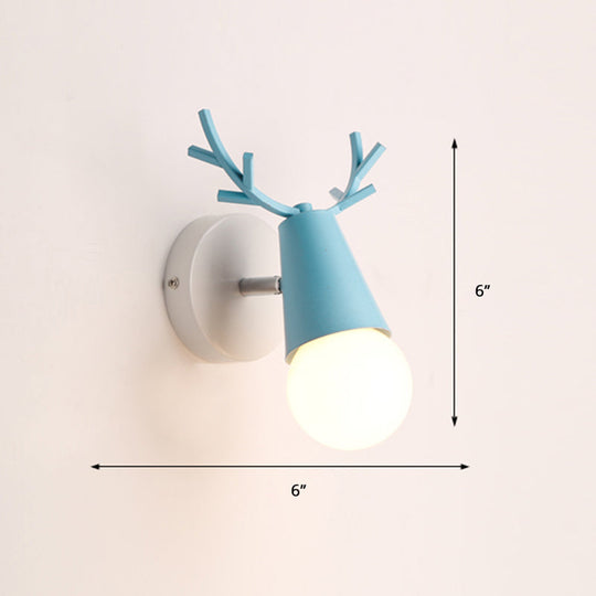 Nordic Metal Adjustable Wall Mount Vanity Light For Bedrooms With Deer Design 1 / Blue