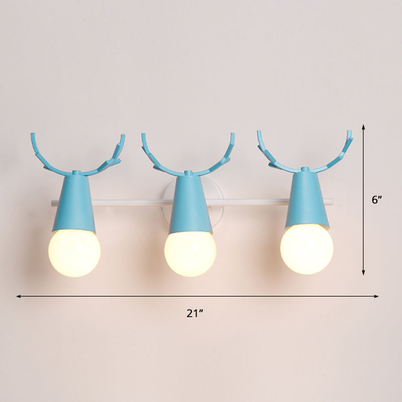 Nordic Metal Adjustable Wall Mount Vanity Light For Bedrooms With Deer Design 3 / Blue