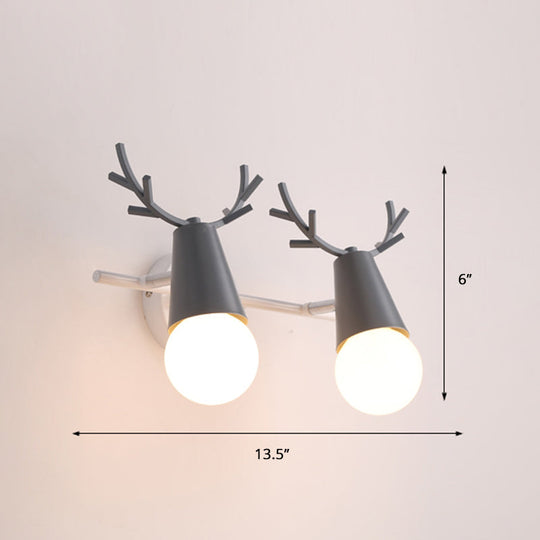 Nordic Metal Adjustable Wall Mount Vanity Light For Bedrooms With Deer Design 2 / Grey