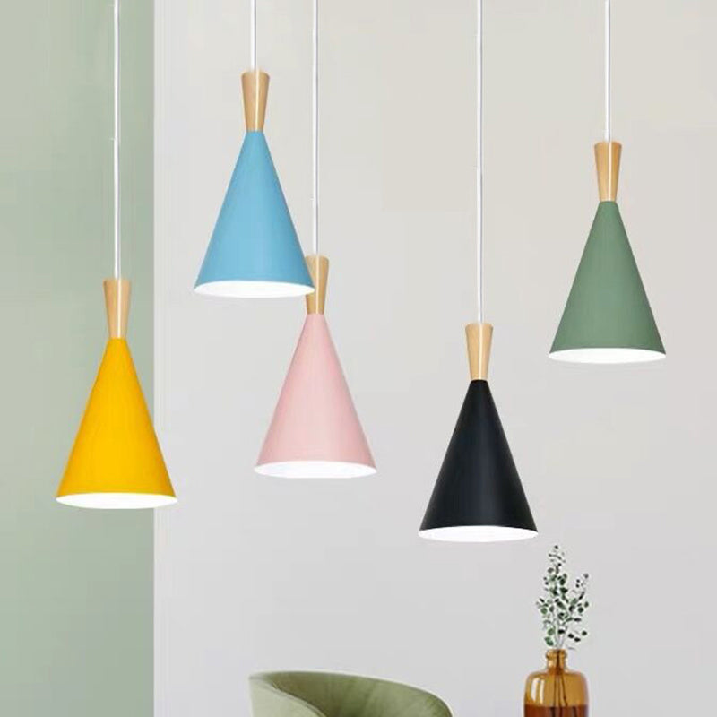 Metallic Macaron Cone Pendant - 1-Light Restaurant Lighting Fixture