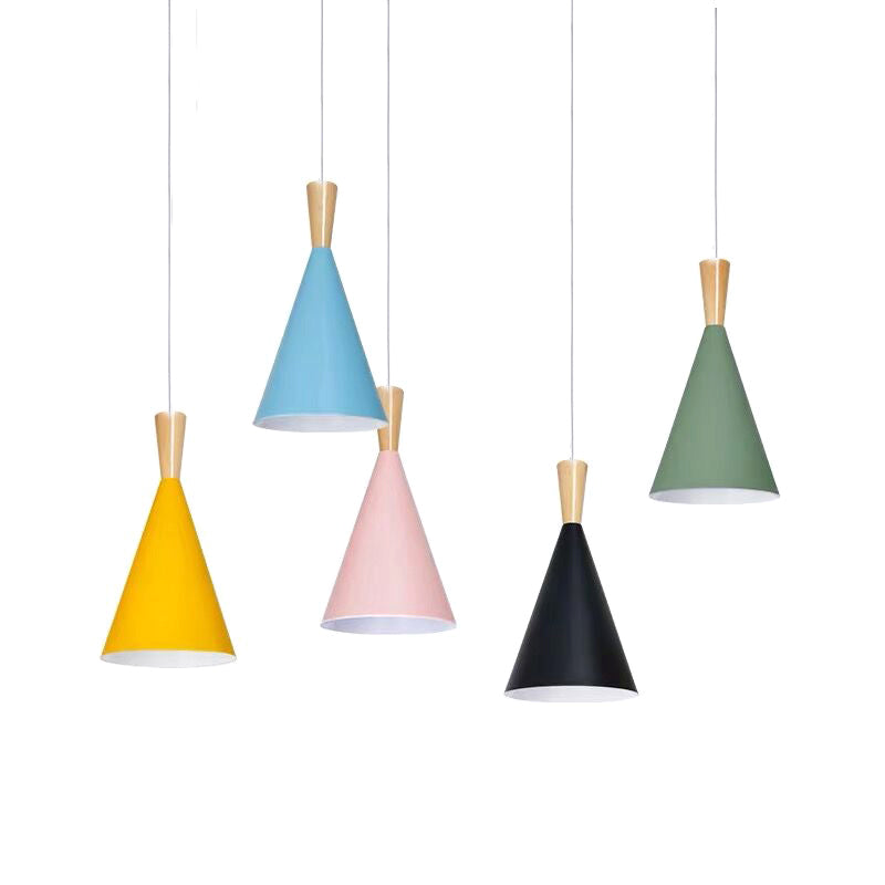 Metallic Macaron Cone Pendant - 1-Light Restaurant Lighting Fixture