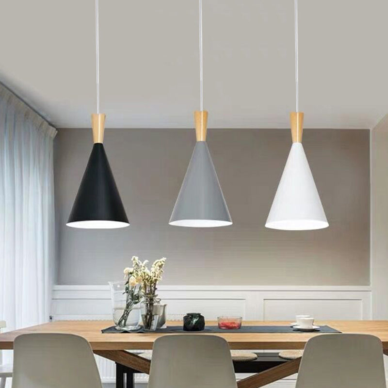 Metallic Macaron Cone Pendant - 1-Light Restaurant Lighting Fixture