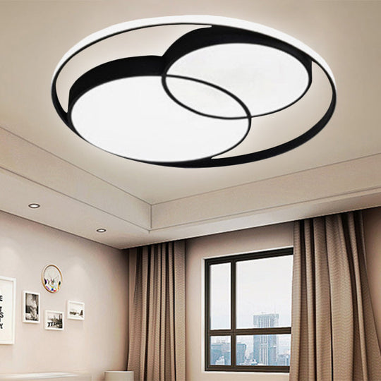 Modern Acrylic Snowman Ceiling Light - Stylish Flush Mount For Study Room & Kitchen Black / 16.5