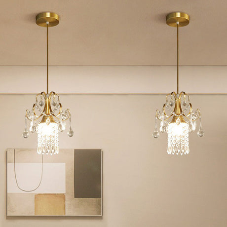 Gold Crystal Fringe Pendant Light For Dining Room - Traditional And Elegant
