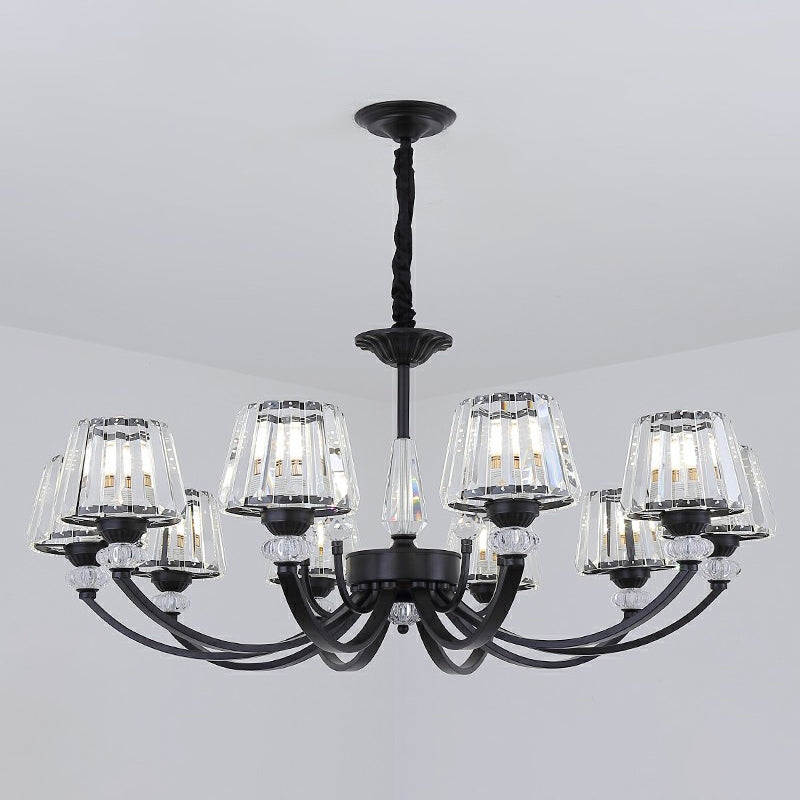 Minimalist Crystal Black Chandelier With Arched Suspension Arm 10 /