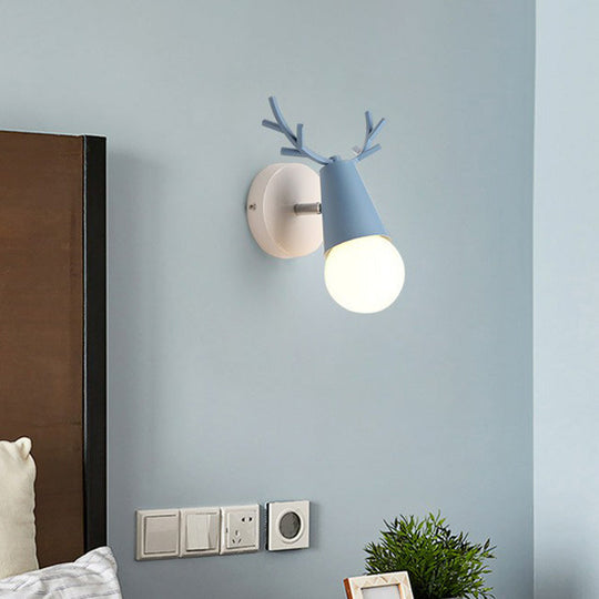 Modern Antler Wall Mounted Reading Light With Nordic Metal Finish And Pivot Joint Blue