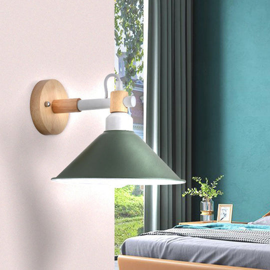 Iron Swivel Shade Reading Lamp - Macaron Wall Lighting For Childrens Bedroom Green / Wide Flare
