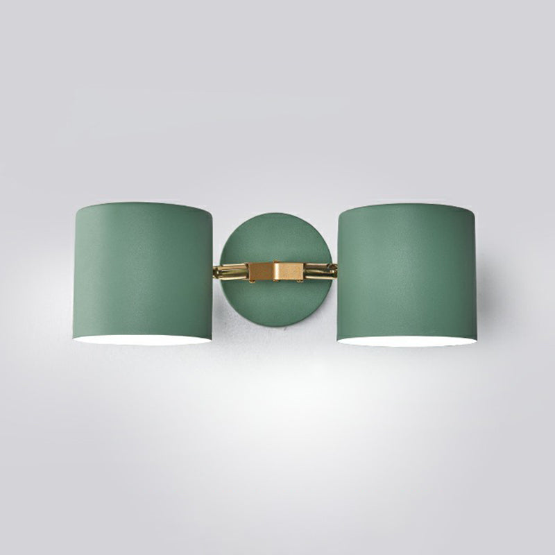 Nordic Wall Mounted 2-Head Reading Light With Metal Shade - Perfect For Bedroom Green / Cylinder