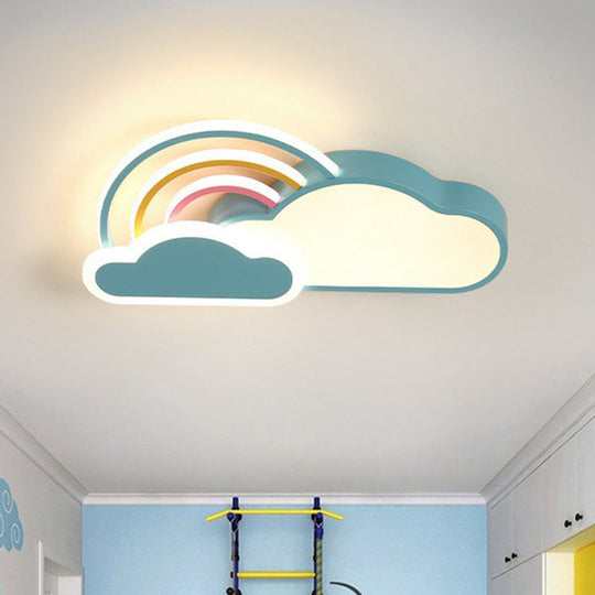 Kindergarten Ceiling Mount Led Light With Cloud And Rainbow Cartoon Design Blue / 19.5’ Third Gear