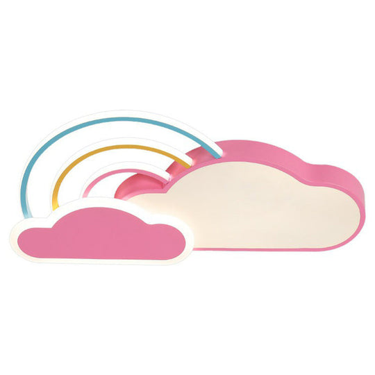 Kindergarten Ceiling Mount Led Light With Cloud And Rainbow Cartoon Design Pink / 19.5 White