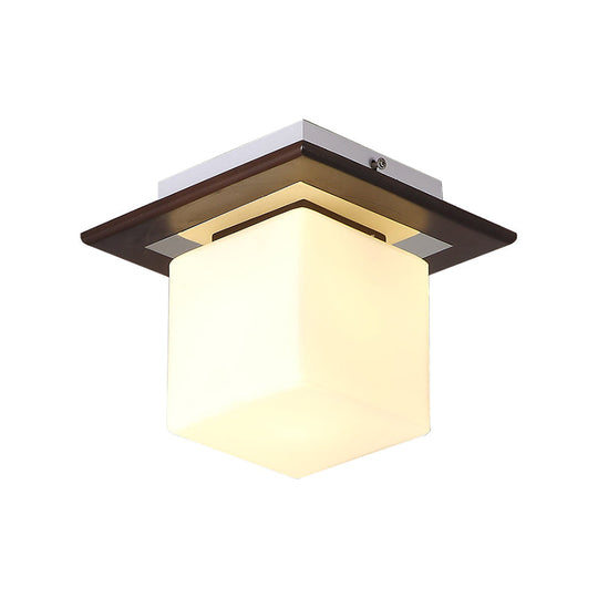 Geometric Flush Mount Ceiling Light Fixture - Modern Wooden Design (1 - Light Brown)
