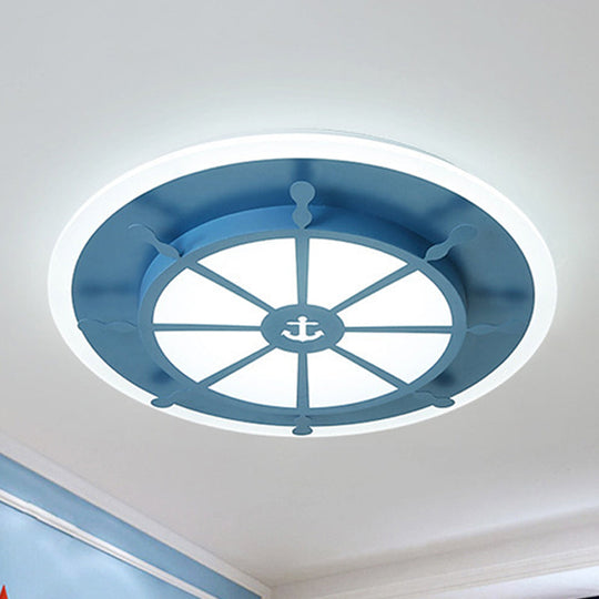 Nautical Flush Ceiling Light With Anchor Design For Bathroom Or Bedroom