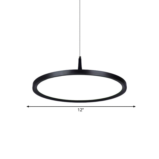 Led Office Pendant Lamp - Modern Simplicity White/Black Ceiling Light Fixture In Multiple Sizes