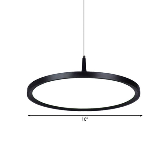 Led Office Pendant Lamp - Modern Simplicity White/Black Ceiling Light Fixture In Multiple Sizes