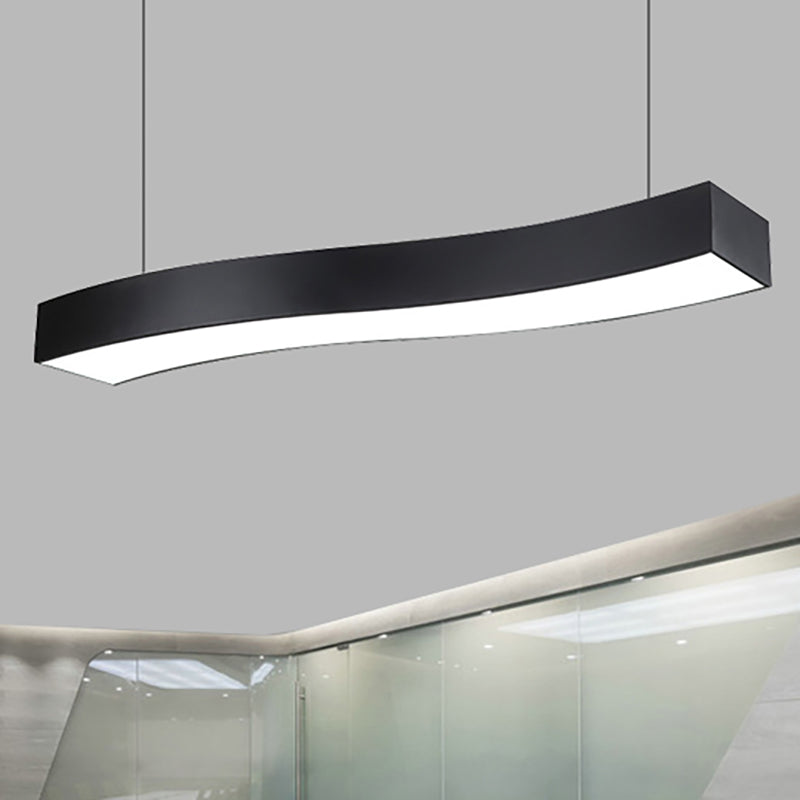 Modern Led Black Metal Pendant Lamp With Recessed Diffuser - Wide Wave Design (18/23.5/47)