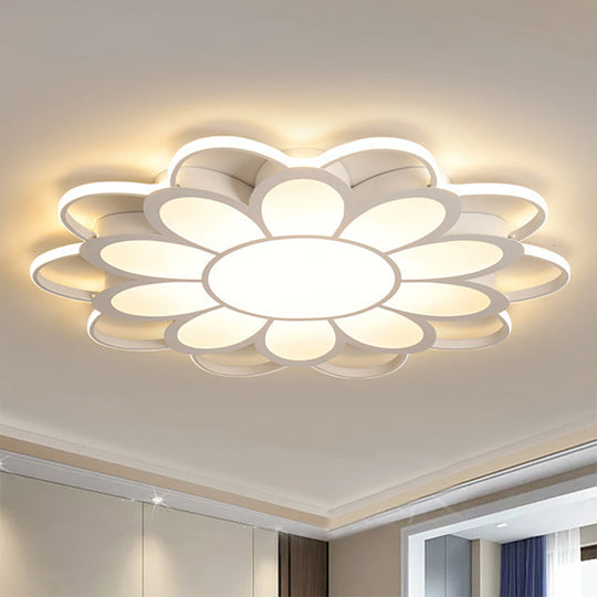 Contemporary Led Ceiling Light: 20.5/27/31.5 Dia White Metal Flush Mount Fixture For Living Room