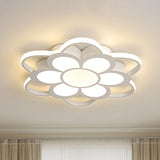 Contemporary Led Ceiling Light: 20.5/27/31.5 Dia White Metal Flush Mount Fixture For Living Room